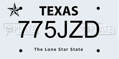 775JZD Texas License Plate