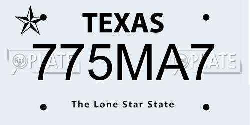 775MA7 Texas License Plate