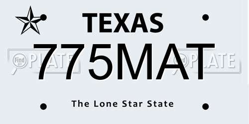 775MAT Texas License Plate