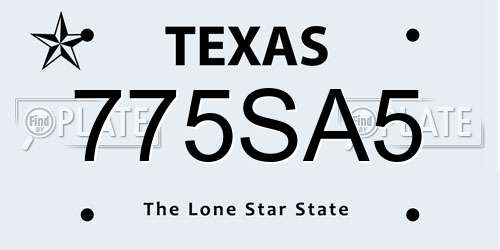775SA5 Texas License Plate