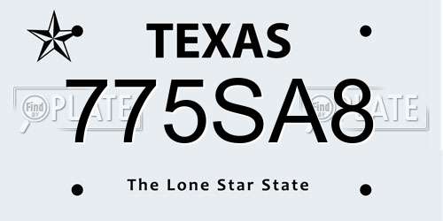 775SA8 Texas License Plate
