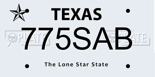 775SAB Texas License Plate