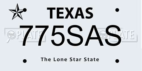 775SAS Texas License Plate