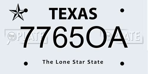 7765OA Texas License Plate