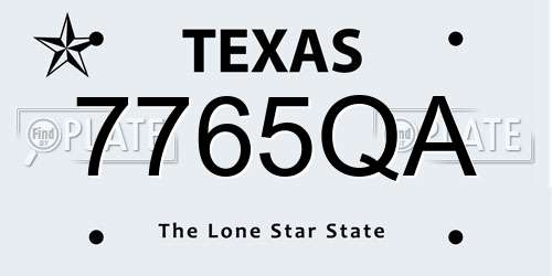 7765QA Texas License Plate