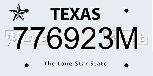 776923M Texas License Plate