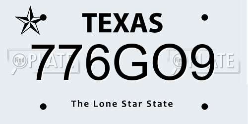 776GO9 Texas License Plate