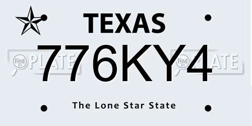 776KY4 Texas License Plate