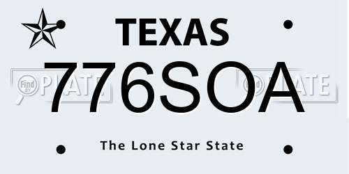 776SOA Texas License Plate