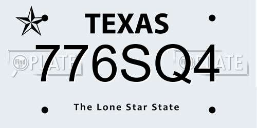 776SQ4 Texas License Plate