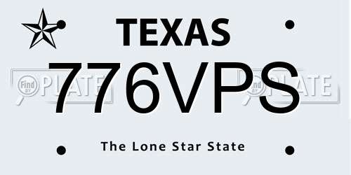776VPS Texas License Plate