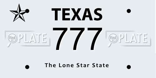 777 Texas License Plate