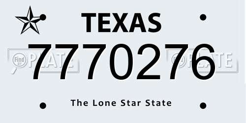 7770276 Texas License Plate