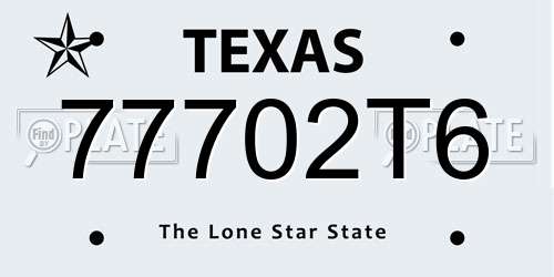 77702T6 Texas License Plate