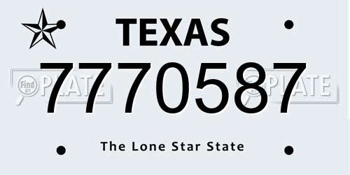 7770587 Texas License Plate