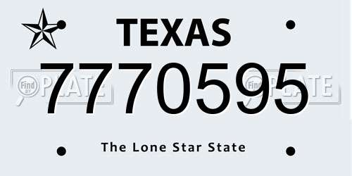 7770595 Texas License Plate