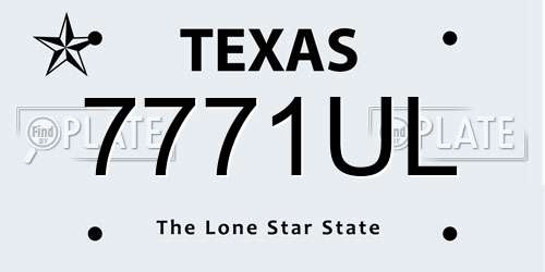 7771UL Texas License Plate