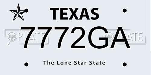 7772GA Texas License Plate