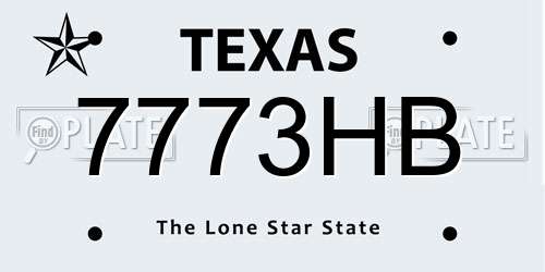 7773HB Texas License Plate