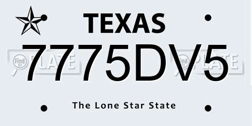 7775DV5 Texas License Plate