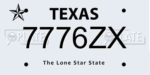 7776ZX Texas License Plate