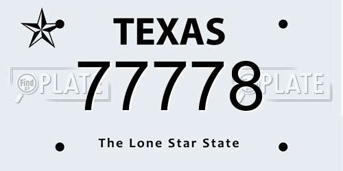 77778 Texas License Plate