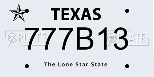 777B13 Texas License Plate