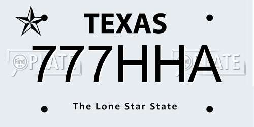 777HHA Texas License Plate