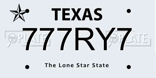 777RY7 Texas License Plate