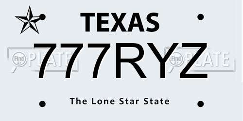 777RYZ Texas License Plate