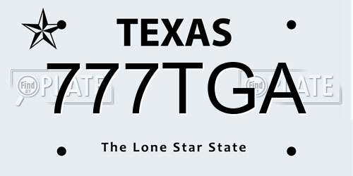 777TGA Texas License Plate