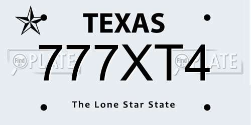 777XT4 Texas License Plate