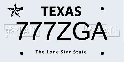 777ZGA Texas License Plate