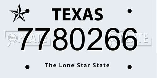 7780266 Texas License Plate