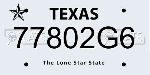 77802G6 Texas License Plate