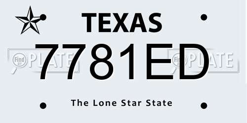 7781ED Texas License Plate