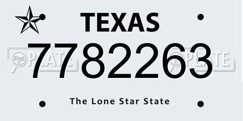 7782263 Texas License Plate