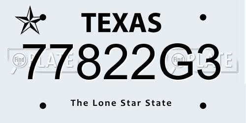 77822G3 Texas License Plate
