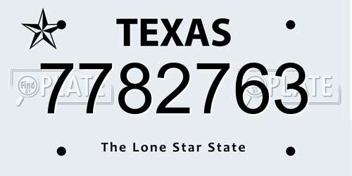 7782763 Texas License Plate