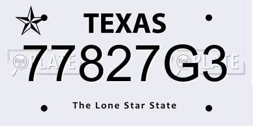 77827G3 Texas License Plate