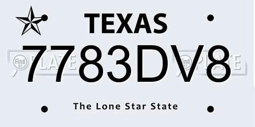 7783DV8 Texas License Plate