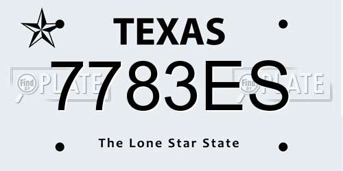 7783ES Texas License Plate