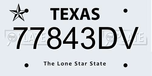 77843DV Texas License Plate