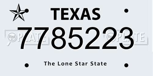7785223 Texas License Plate