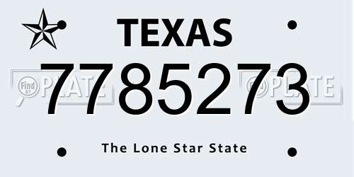 7785273 Texas License Plate