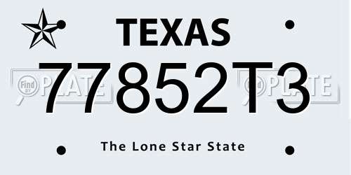 77852T3 Texas License Plate
