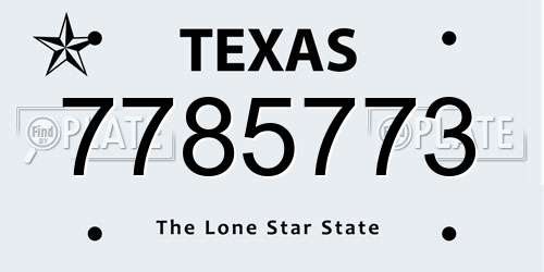 7785773 Texas License Plate