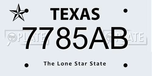 7785AB Texas License Plate