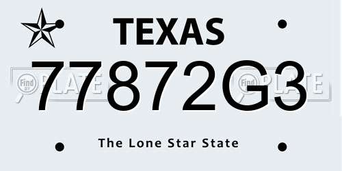 77872G3 Texas License Plate