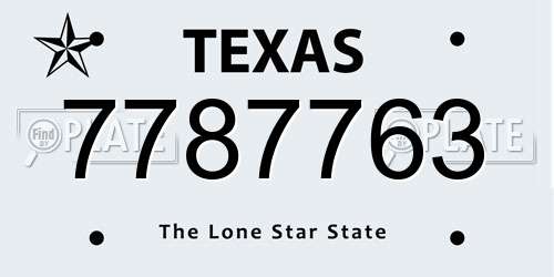 7787763 Texas License Plate